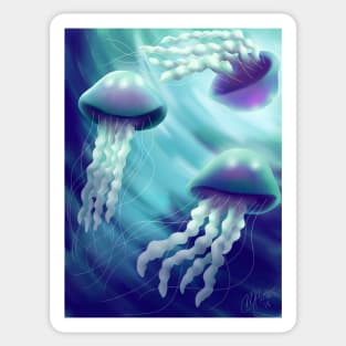 Whimsical Jellies Aqua Sticker